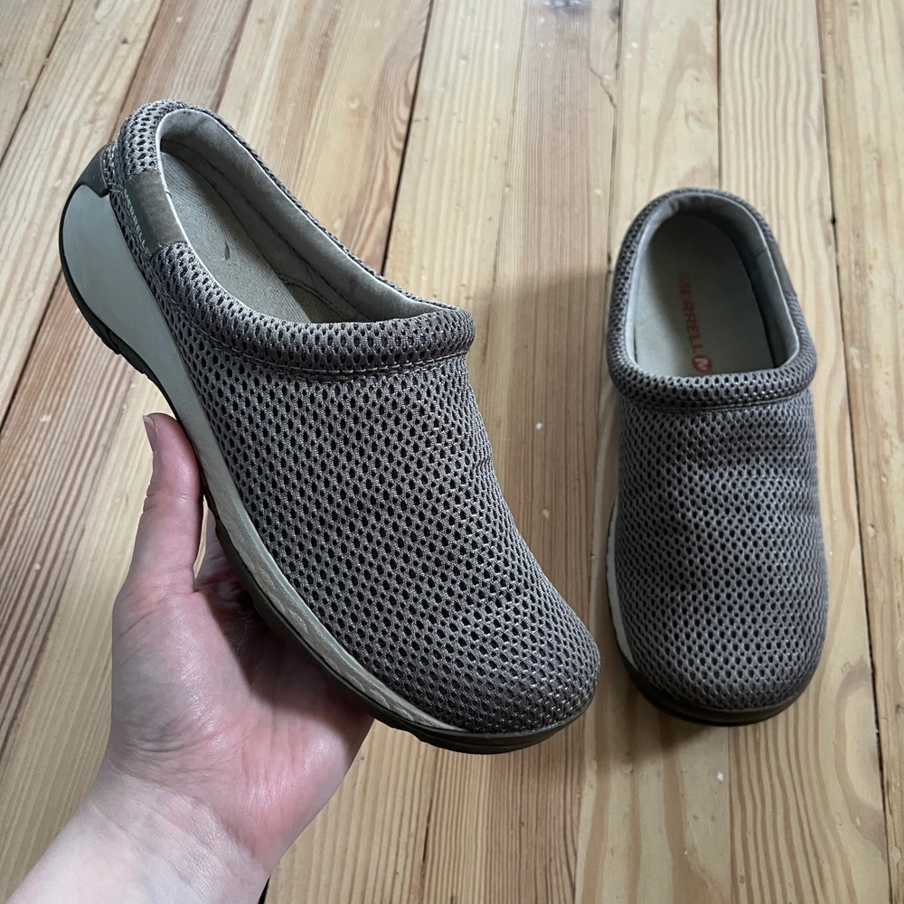Merrell Encore Breeze 4 Aluminum Green Mesh SlipOn Clog Women 7.5 comfort casual
